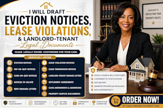 draft eviction notices, lease violation notices and landlord tenant documents