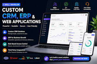 develop custom CRM software, erp and web applications in PHP