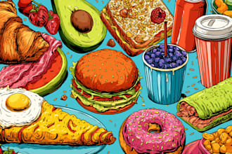 draw a food pop art illustration