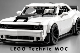 create 3d lego design lego model,moc,lego technic car, bricklink part list files