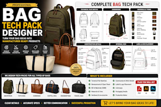create factory ready bag tech pack for backpack tote handbag and leather goods