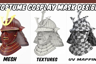 build 3d helmet custom wearable mask cosplay prop in print and eva foam template