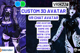 design a custom vrchat avatar furry kemono 3d vrm model vrc unity upload for you