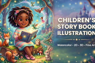 illustrate children story book illustration watercolor and 3d illustration