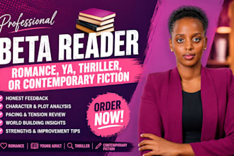 beta read romance, young adult, thriller, or contemporary fiction