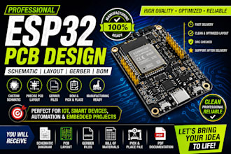 design esp32 pcb layout with schematic gerber files and bom