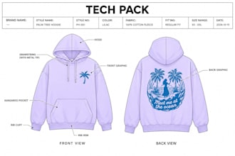 streetwear tech pack for oversized t shirt, hoodie cargo pant, jacket and mockup