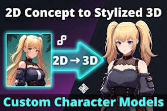 transform your character 2d concept art into a stylized 3d character model