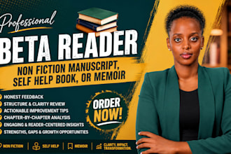 beta read your non fiction manuscript, self help book, or memoir
