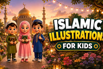 create islamic illustrations for kids storybook and kdp
