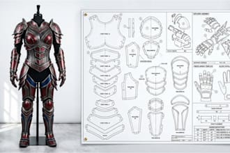 design custom eva foam cosplay armor sewing pattern grading 3d modeling pepakura