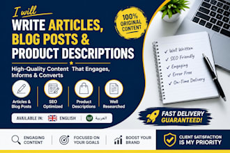 write SEO articles in arabic and english