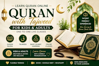 teach quran with tajweed to kinds and adults