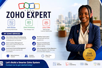 setup zoho books, zoho inventory, zoho CRM, automation and bookkeeping