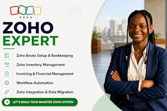 setup zoho books, zoho inventory, zoho CRM, automation and bookkeeping