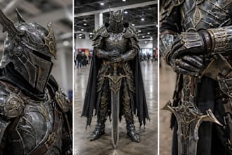 sculpt custom anime cosplay knight armor helmet mask fantasy video game prop stl