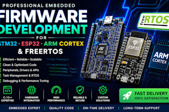 develop embedded firmware for stm32 esp32 arm cortex and freertos