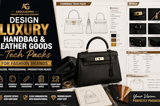 design luxury handbag and leather goods tech packs for fashion brands