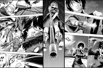 draw anime action manga page illustration dark fantasy manga webcomic cover art