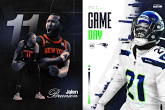 design sports graphics, posters for football, basketball, soccer, boxing