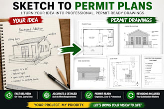 create deck, pergola, porch, patio permit drawings, site plan and elevations