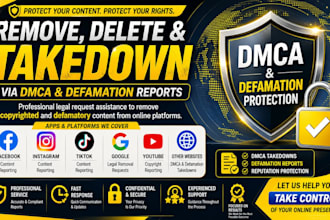 remove delete takedown facebook,tiktok,ig,google by dmca report