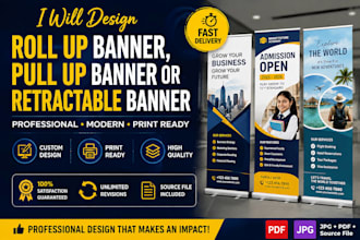 design roll up banner, retractable banner and pull up banner