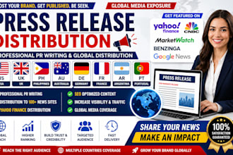 distribute press release in US UK ph au de fr ar pt with PR writing
