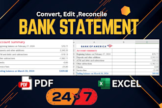 reconcile bank statement PDF to editable format