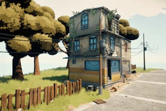 design stylized 3d game environment, unity 3d level, open world map, 3d game