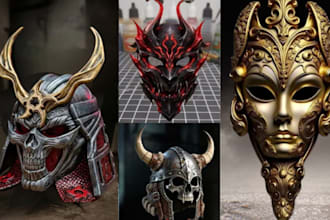 sculpt 3d cosplay and mask, helmet halloween mask and stl file for printing