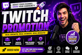 do organic twitch channel promotion and discord promotion to boost live viewers
