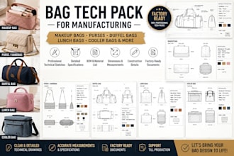 create bag tech packs for handbags, makeup, duffel and cooler bags with bom