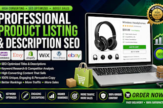 do woocommerce etsy shopify wix wordpress ebay product listing description seo