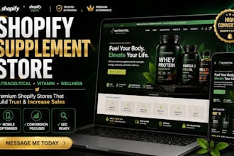 design premium shopify supplement website nutraceutical vitamin wellness store