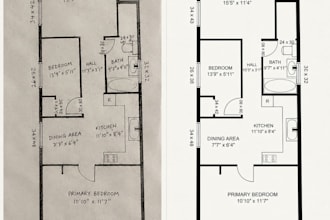 trace hand sketch to vector floor plan