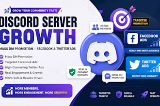discord server growth, mass dm promotion, facebook, twitter ads, nft promotion