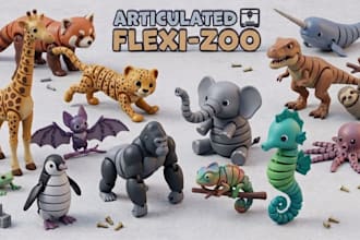 design custom 3d articulated toys, dragons, animals fidget models for 3dprinting