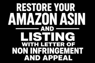 restore your amazon asin and listing with letter of non infringement and appeal