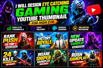desing eye catching gaming youtube thumnail for high CTR