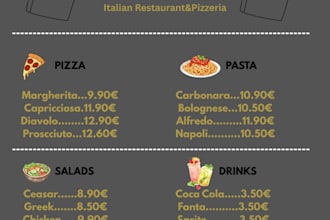 design a modern restaurant menu in canva