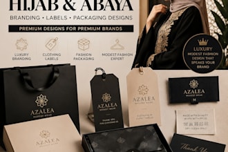 create luxury hijab abaya branding clothing labels and fashion packaging designs