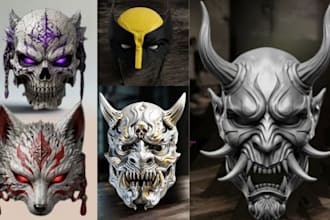 design custom wearable mask, cosplay mask, halloween mask and armor mask