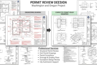 prepare and review structural and civil permit drawings for washington and orego