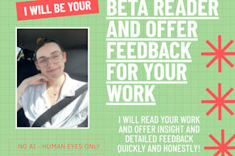 beta read and critique your creative nonfiction and fiction work