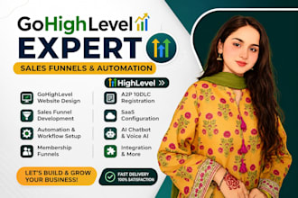 build gohighlevel funnels, websites, CRM automation, and ai chatbot