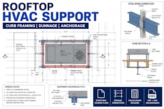 design rooftop hvac equipment support and curb framing plans