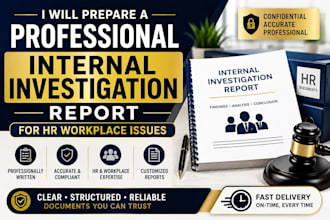 prepare a professional internal investigation report for HR workplace issues