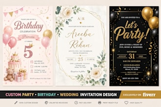 design party, birthday and wedding invitation card