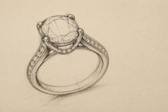sketch engagement ring design pendant design 3d jewelry model custom ring design